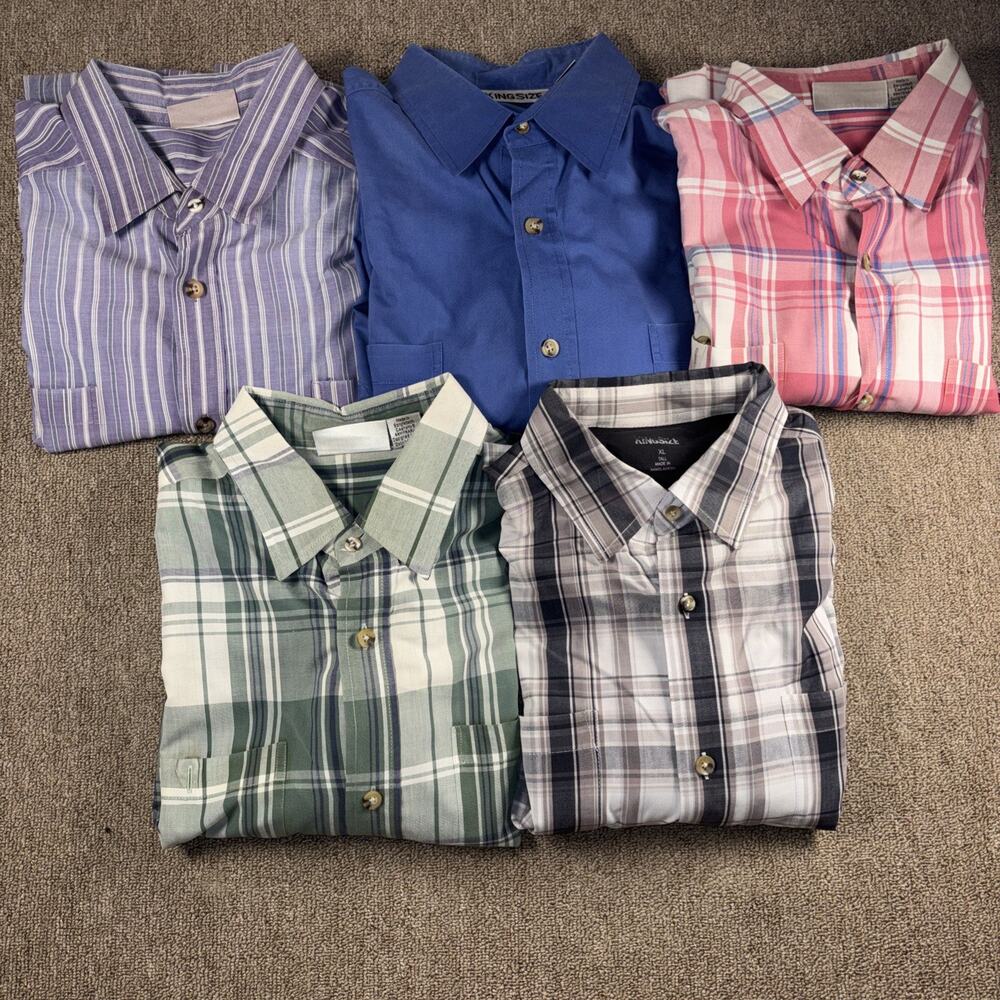 Men’s Button Up Short Sleeve Lot XLT 5 Shirts King Size Clean